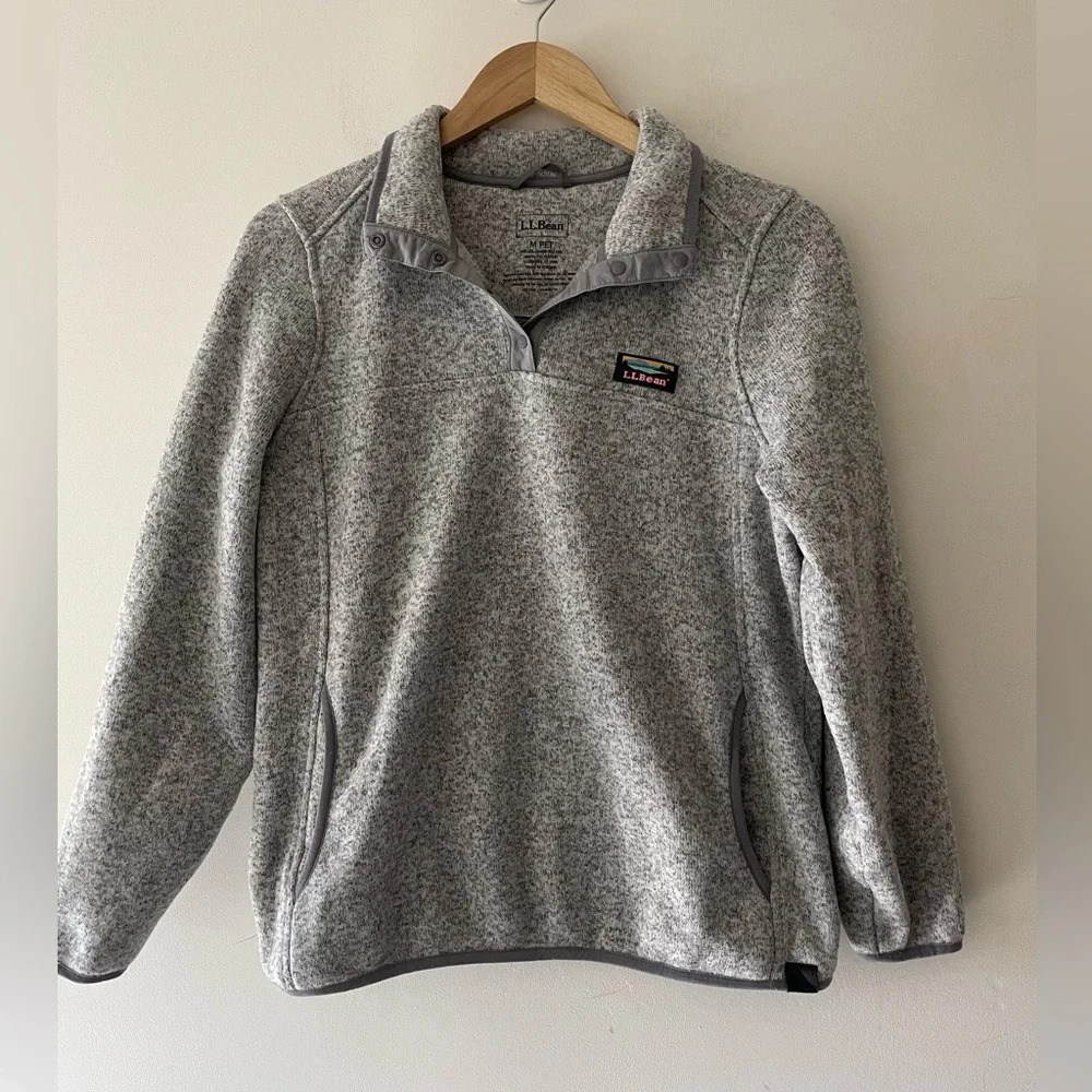 L.L. Bean‎ Heather Gray Fleece Pullover Sweater